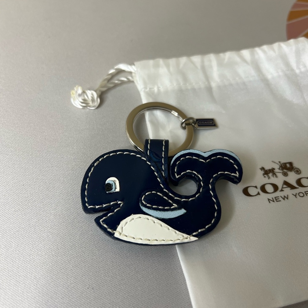 Coach Whale Keychain - leather key charm